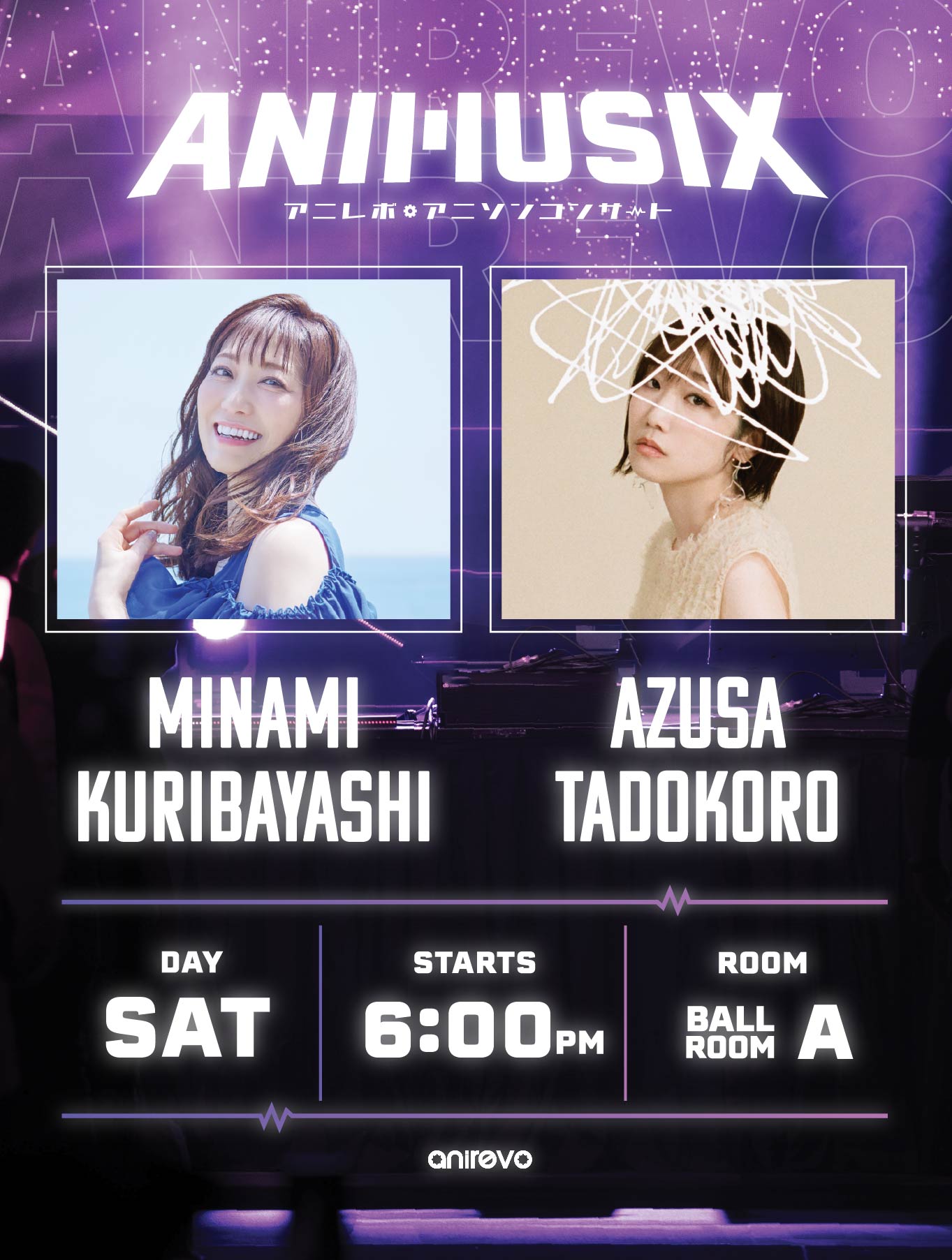 Banner to promote Animusix 2025 concert featuring Minami Kuribayashi and Azusa Tadokoro